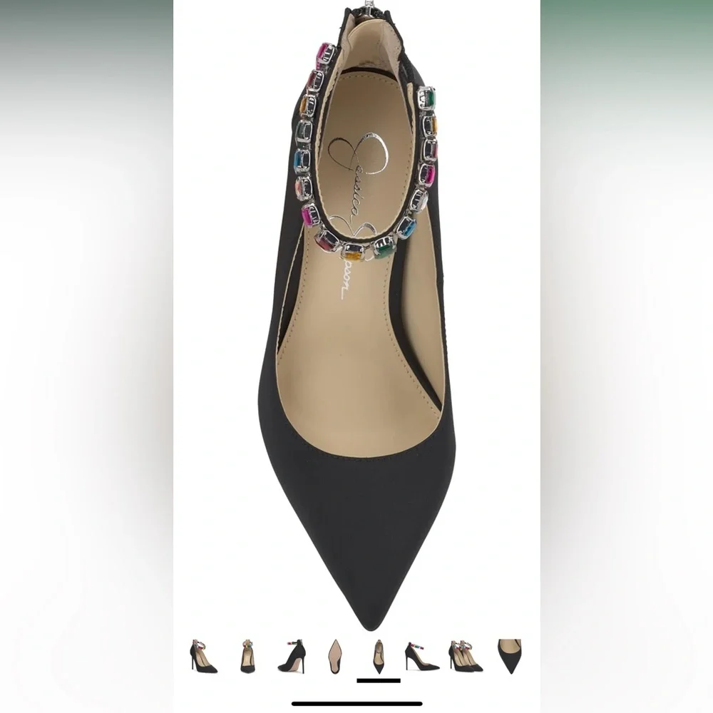 Jessica Simpson Black Heels with Vibrant Gem Strap - Picture 7 of 7